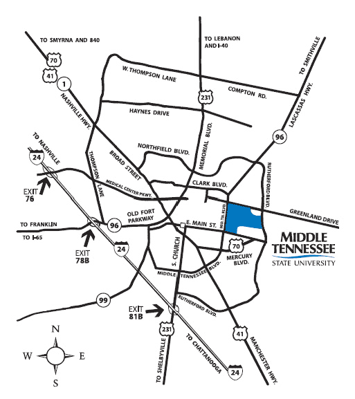 Map of Murfreesboro